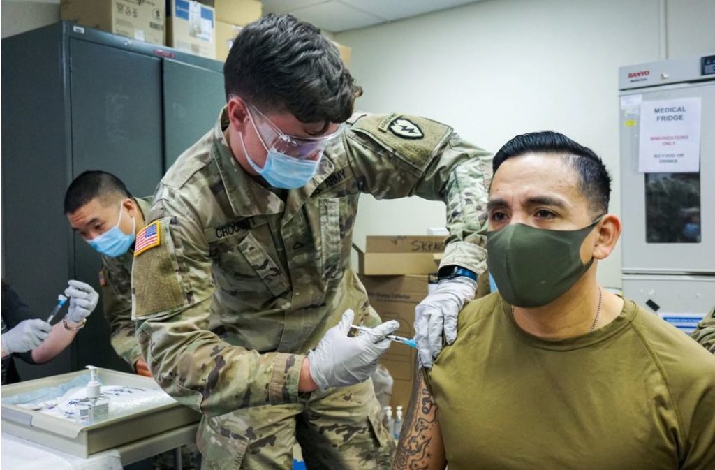 Troops getting the COVID-19 vaccine