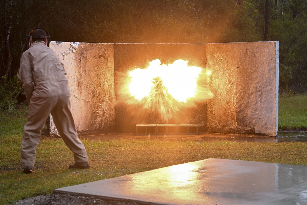 Molotov cocktail training demonstration