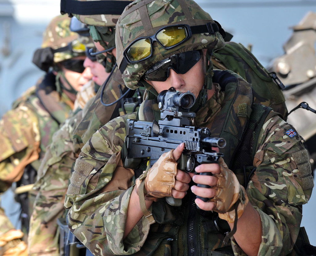 British soldier holding SA80