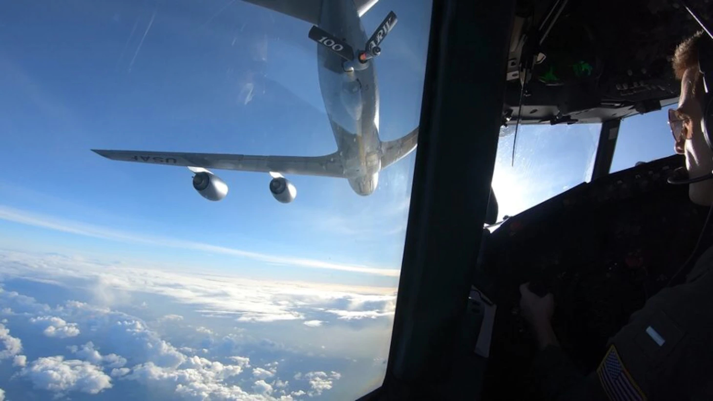 P-8 Poseidon getting refueled mid air