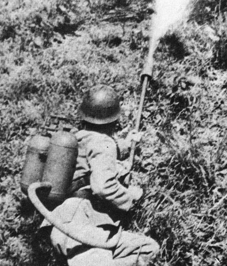Soldier using flamethrower