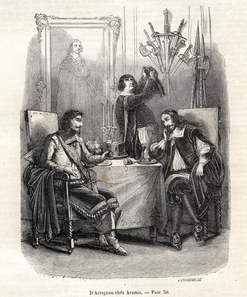 D'Artagnan and Aramis in The Three Musketeers.