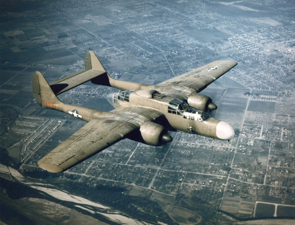 Northrop P-61 Black Widow (Wikimedia Commons). Source: https://commons.wikimedia.org/wiki/File:Northrop_P-61_green_airborne.jpg