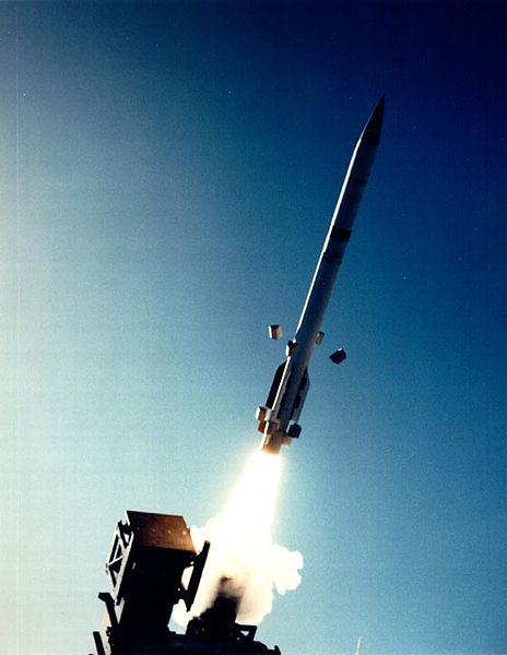A PAC-3 Missile fired toward a target (Wikimedia Commons). Source: https://commons.wikimedia.org/wiki/File:PAC-3_Erint_Missile.jpg
