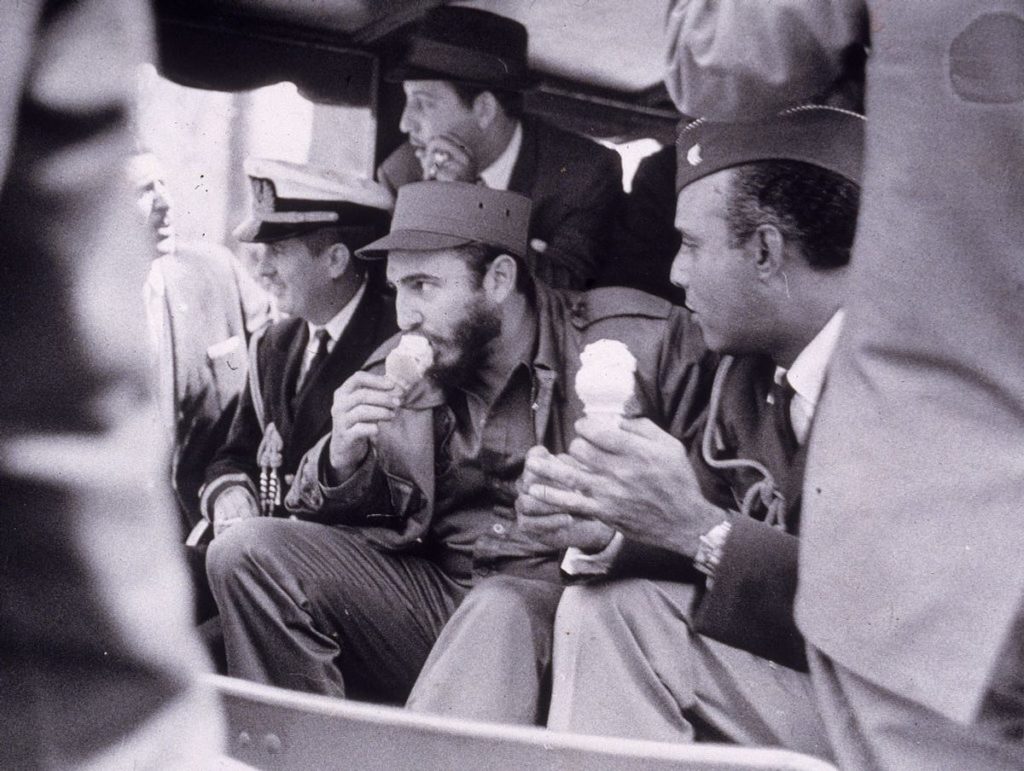 Fidel Castro enjoying his ice cream while in New York (New York Times Co. via Atlas Obscura). Source:https://www.atlasobscura.com/articles/ice-cream-in-havana