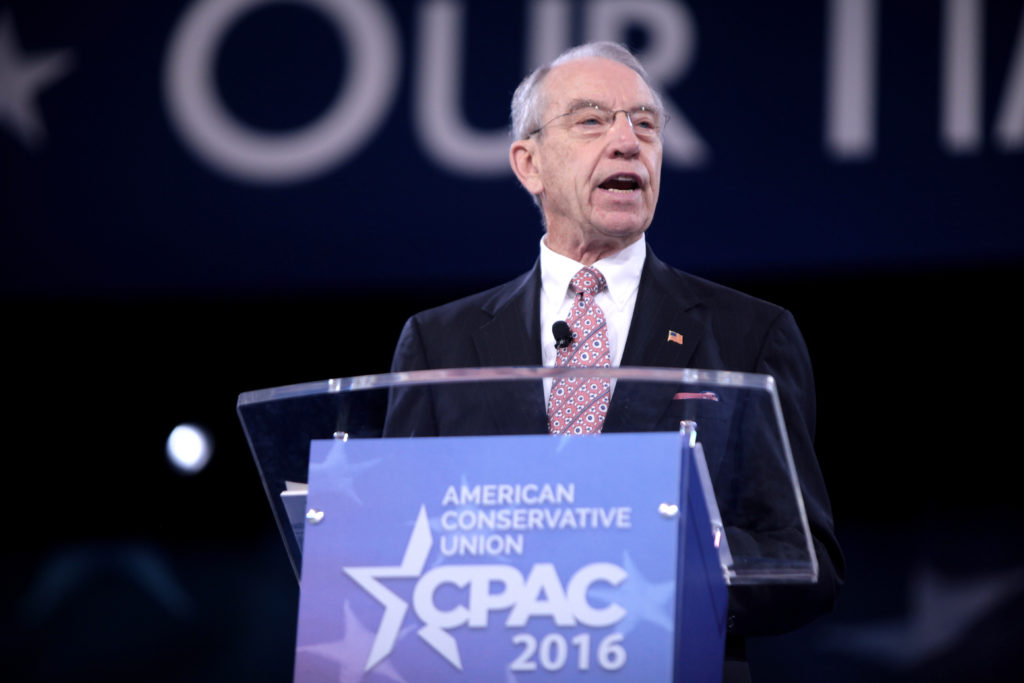 U.S. Senator Chuck Grassley of Iowa speaking at the 2016 Conservative Political Action Conference (CPAC) in National Harbor, Maryland (Wikimedia Commons). Source: https://commons.wikimedia.org/wiki/File:Chuck_Grassley_(24970129784).jpg