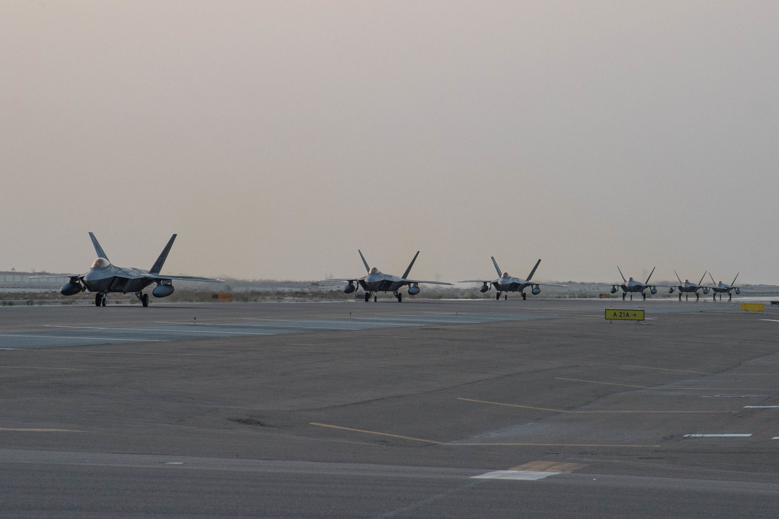 US F-22 Raptors arriving at Al Dhafra Air Base, UAE after a series of attacks from the Houthi rebels (US AFCENT). Source: https://twitter.com/USAFCENT/status/1492539632977854467
