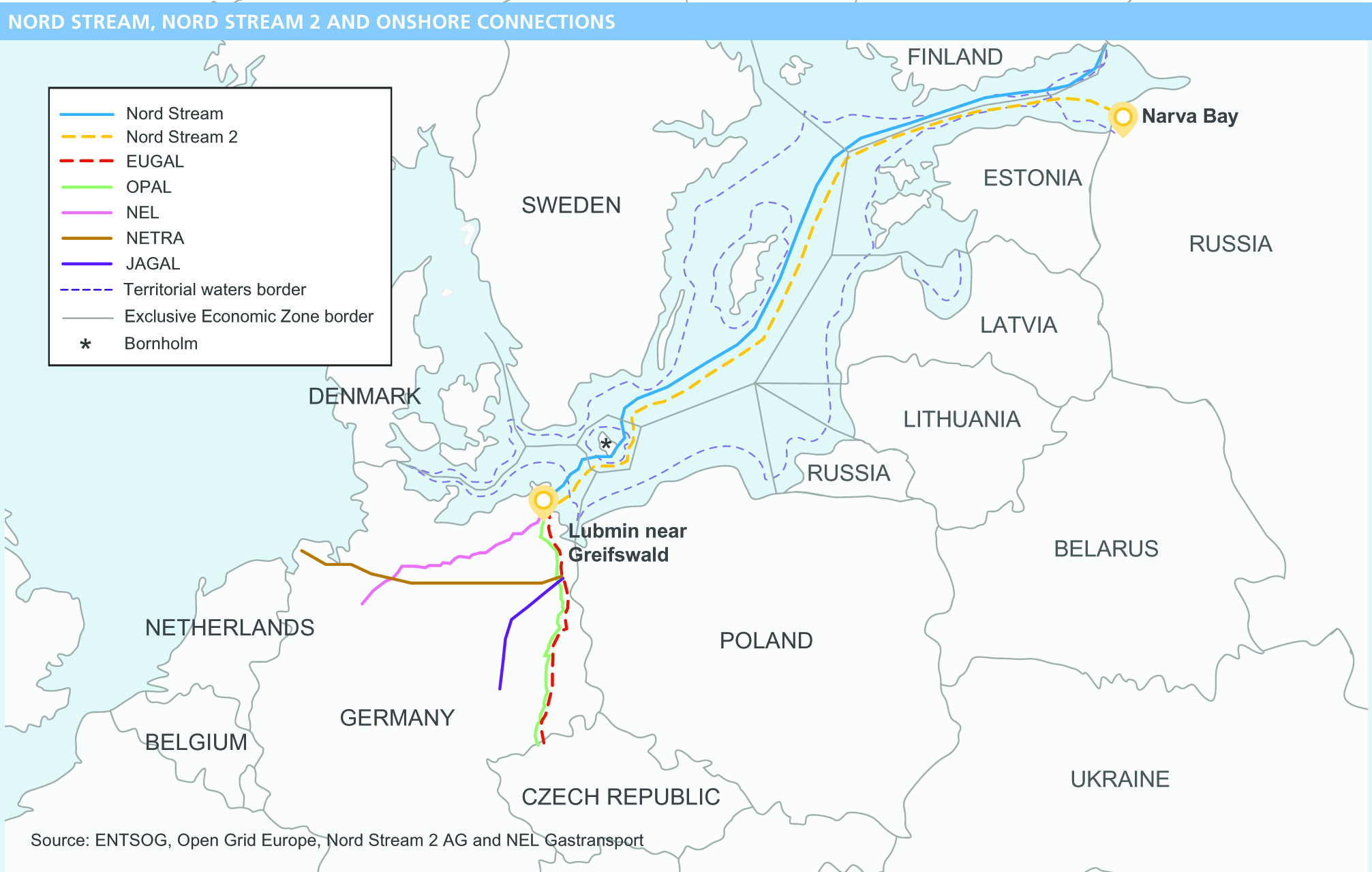 A Map showing the Nord Stream and Nord Stream 2 Pipelines Across Europe (ICIS). Source: https://www.icis.com/explore/resources/news/2022/01/28/10463483/topic-page-nord-stream-2/