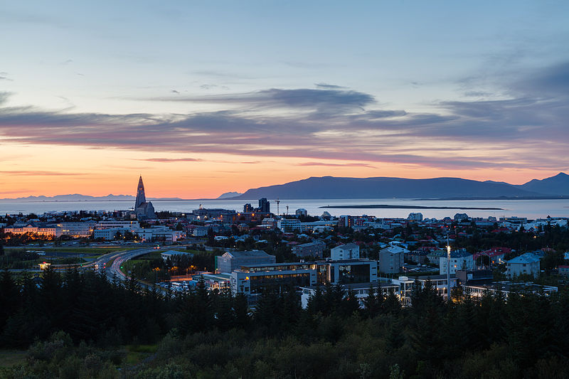 View of Reykjavik from Perlan, Capital Region, Iceland.