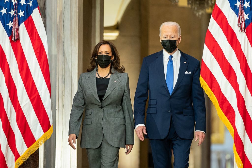 President Biden and Vice President Harris (The White House, Public domain, via Wikimedia Commons). Source: https://commons.wikimedia.org/wiki/File:President_Joe_Biden_and_Vice_President_Kamala_Harris_delivered_remarks_at_the_Capitol_on_the_anniversary_of_a_violent_insurrection.jpg