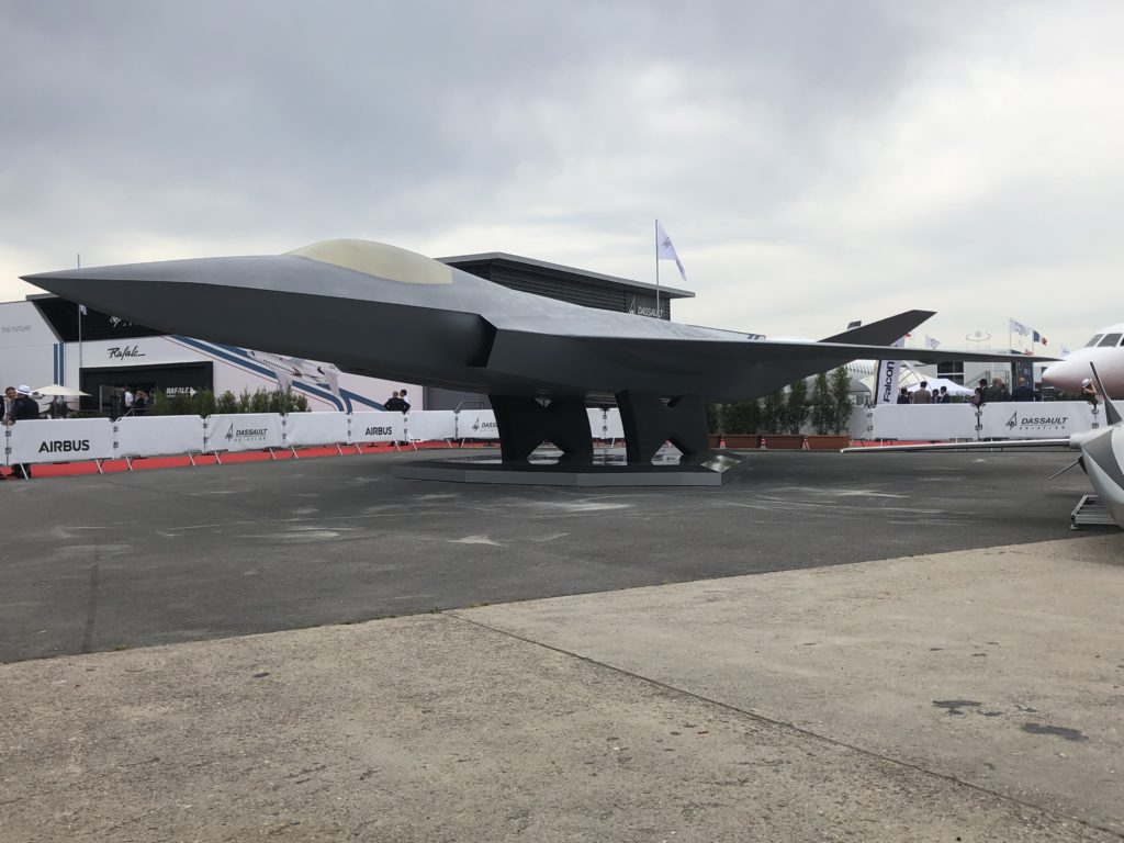 A mock-up of the FCAS' New Generation Fighter at the 2019 Paris Air Show (Wikipedia). Source: https://en.wikipedia.org/wiki/Future_Combat_Air_System#/media/File:SCAF_-_Le_Bourget_2019.jpg
