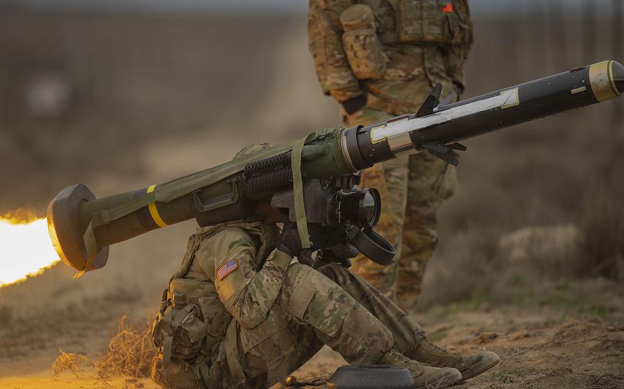 A soldier from the Idaho Army National Guard fires a Javelin anti-tank missile at the Orchard Combat Training Center ranges in Idaho. Image Credit: Thomas Alvarez/Idaho Army National Guard