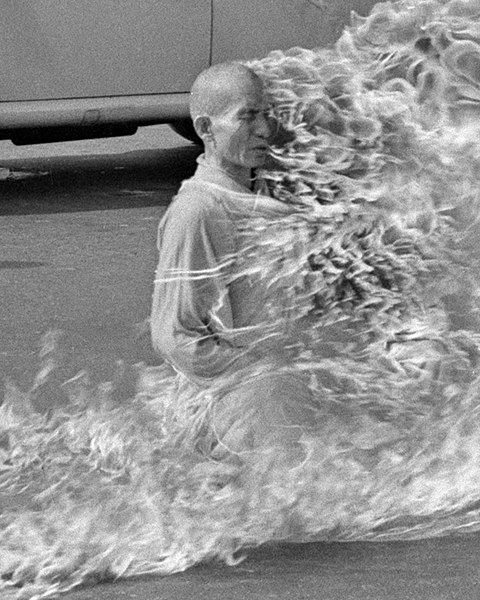 Thích Quảng Đức's self-immolation during the Buddhist crisis in Vietnam.