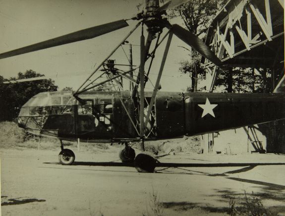 Focke-Achgelis Fa 223 helicopter of the Luftwaffe following capture by the United States Army Air Forces at the end of World War II