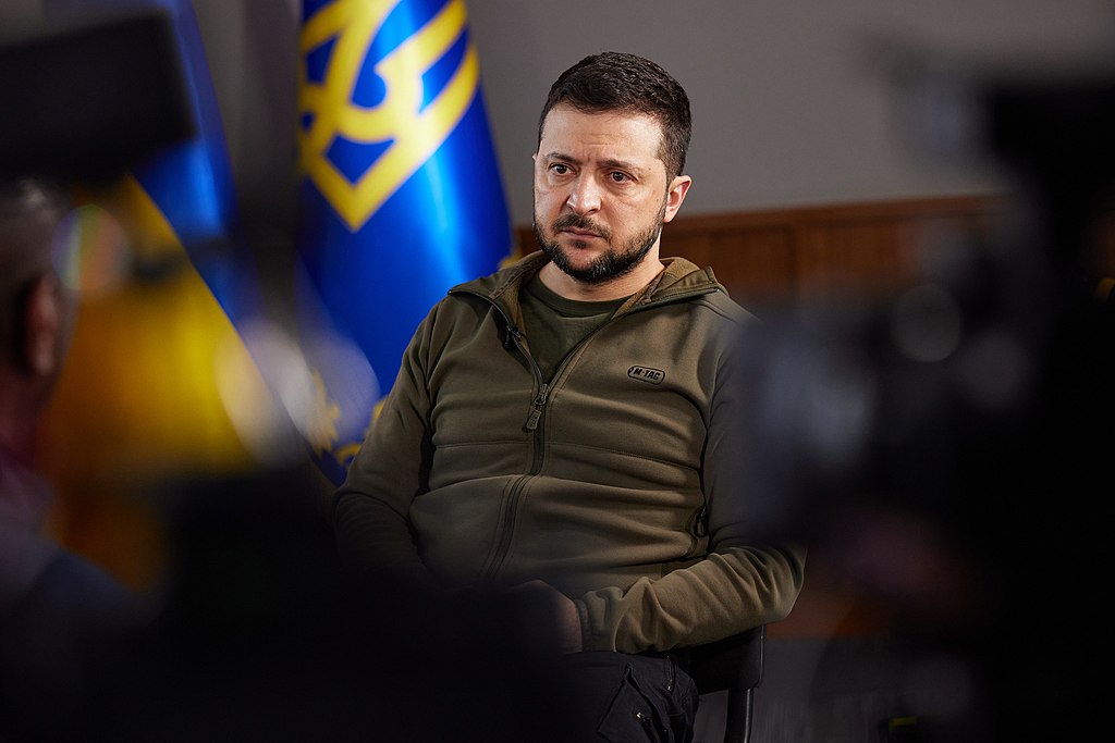 Ukrainian President Volodymyr Zelensky during an interview with BBC (President Of Ukraine from Україна, CC0, via Wikimedia Commons). Source: https://commons.wikimedia.org/wiki/File:Ukraine%27s_President_Zelensky_to_BBC_Blood_money_being_paid_for_Russian_oil._(52005231979).jpg