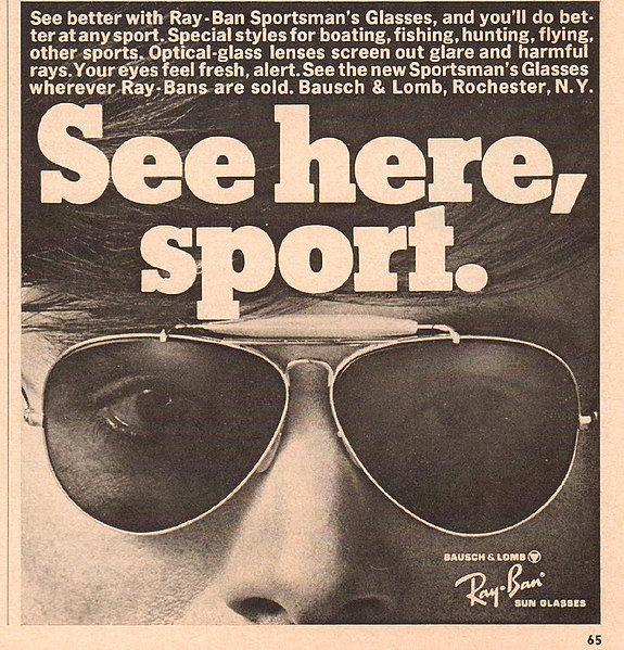 1968 Ray - Ban Sunglasses Advertisement Sports Afield July 1968