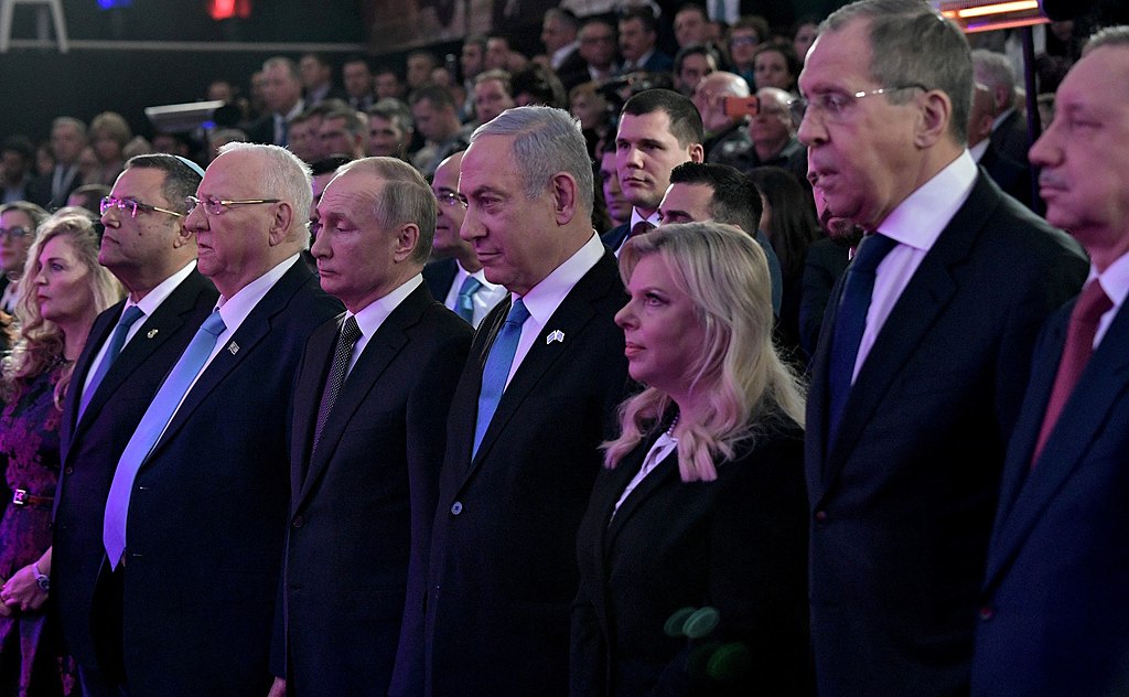 Russian President Vladimir Putin and Sergey Lavrov attending the "Keeping the memory of the Holocaust, fighting anti-Semitism" forum in 2020 (Kremlin.ru, CC BY 4.0 , via Wikimedia Commons). Source: https://commons.wikimedia.org/wiki/File:Remembering_the_Holocaust._Fighting_Antisemitism_forum_(2020-01-23)_02.jpg