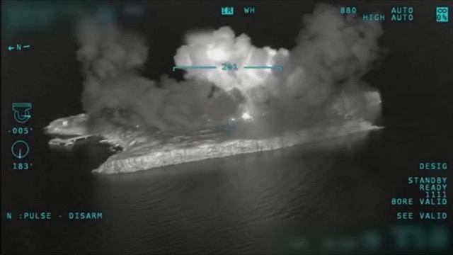 Explosions recorded on Snake Island on a separate attack last May 8 (TPYXA English). Source: https://twitter.com/TpyxaNews/status/1539144388324085760