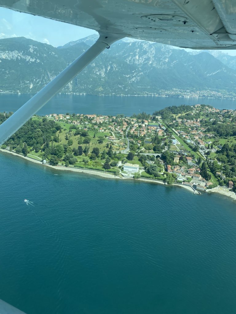 Bellagio by air. You can see the old grass runway that was used by the Germans in WWII at the far right.