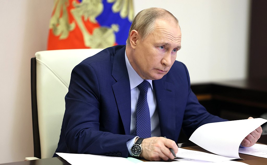 President of Russia Vladimir Putin at a meeting on developing road construction (Kremlin.ru, CC BY 4.0 , via Wikimedia Commons). Source: https://commons.wikimedia.org/wiki/File:Vladimir_Putin_(2022-06-02)_01.jpg