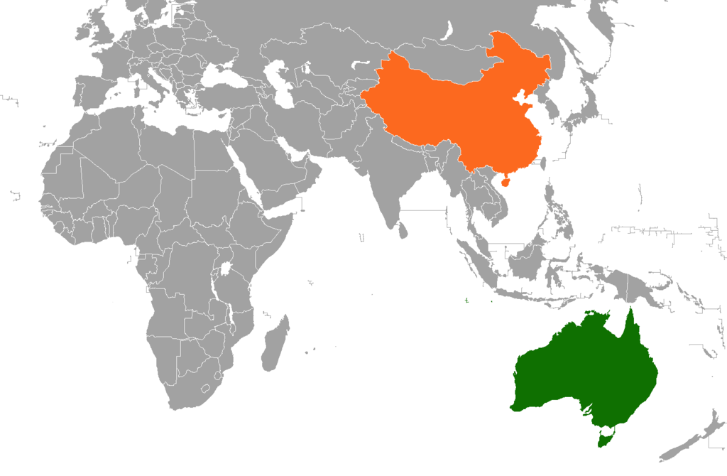 China and Australia Map