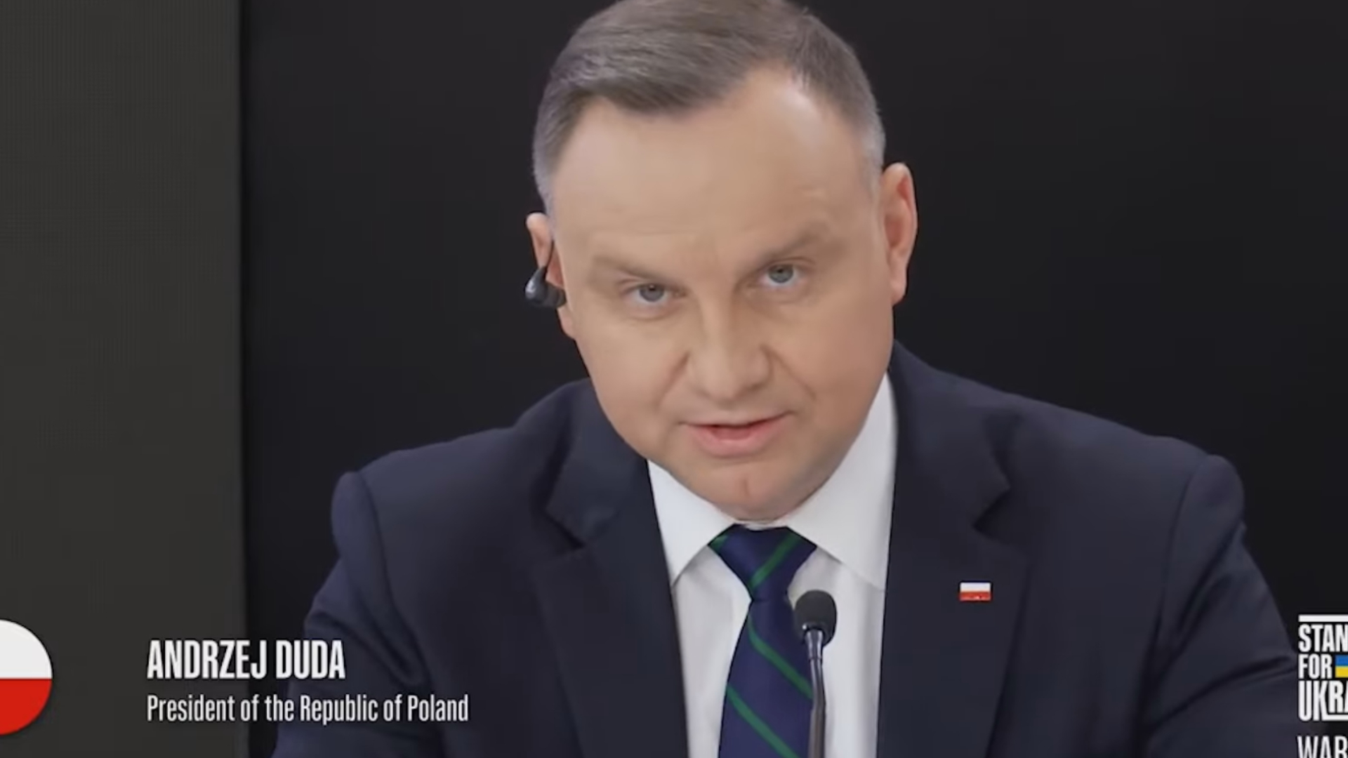Duda at the Stand Up for Ukraine Event in April 2022
