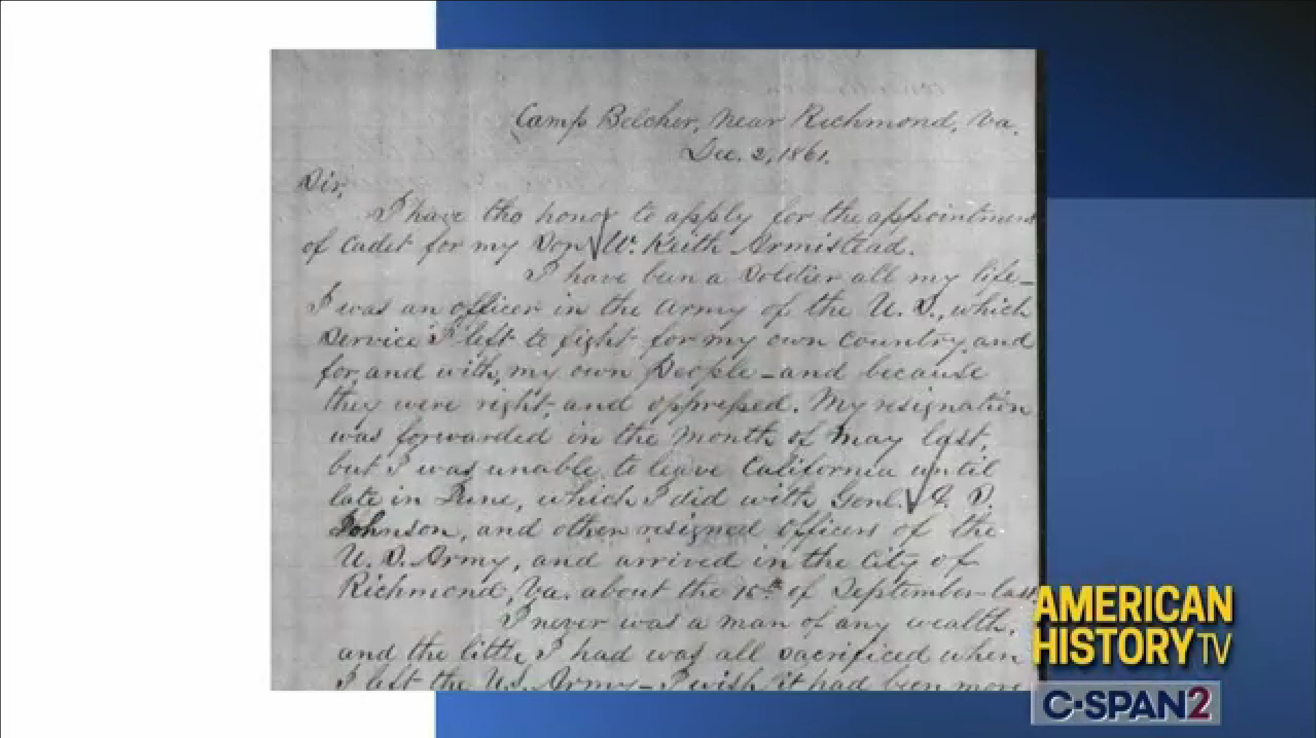 Armistead reason joining the Confederate army