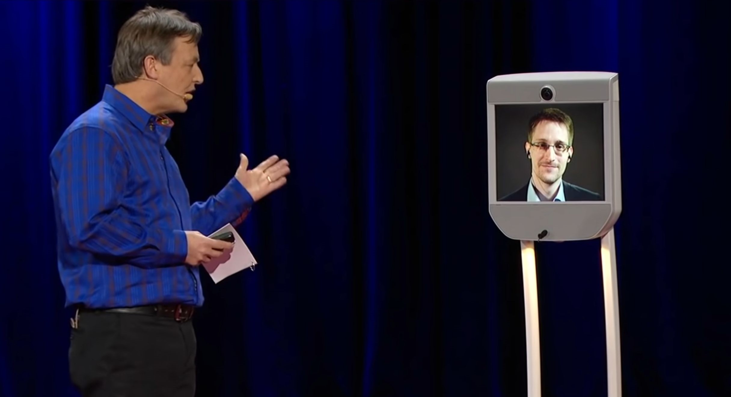 Snowden does a TED talk as a telepresence robot