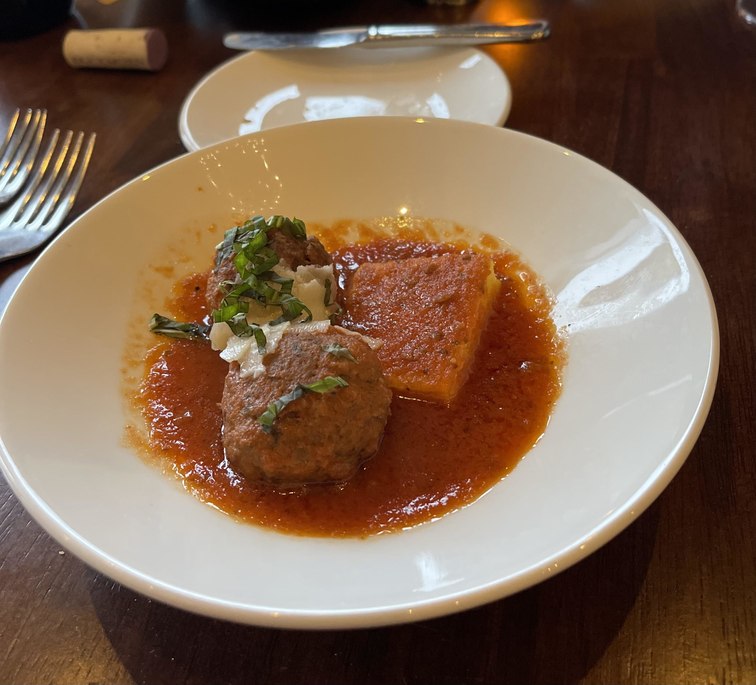 photo of wagyu meatball and polenta square