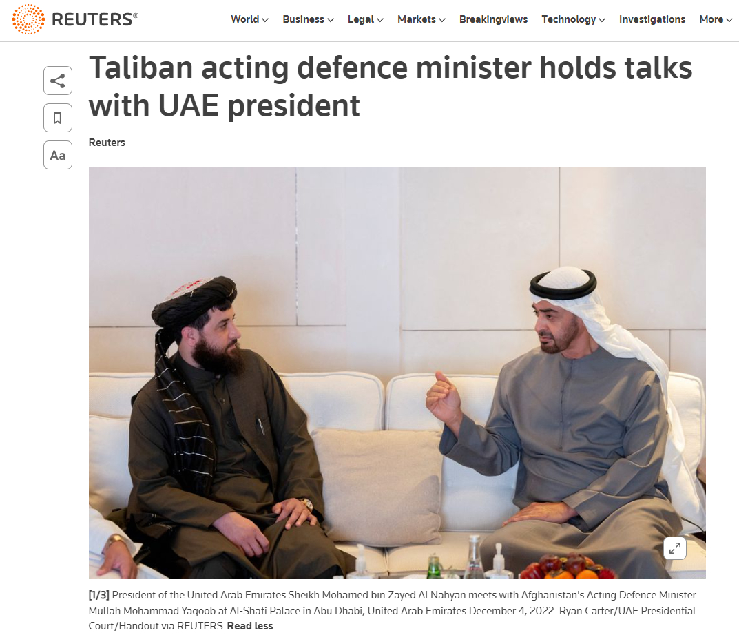 Afghan Taliban official met UAE President
