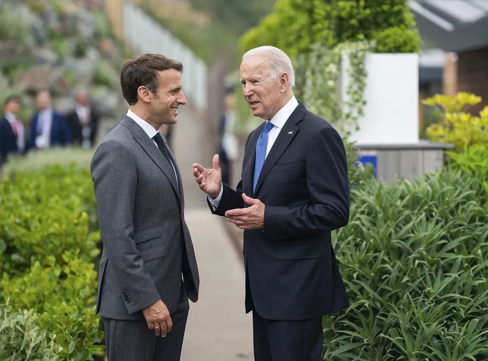 Joe Biden and Emmanuel Macron