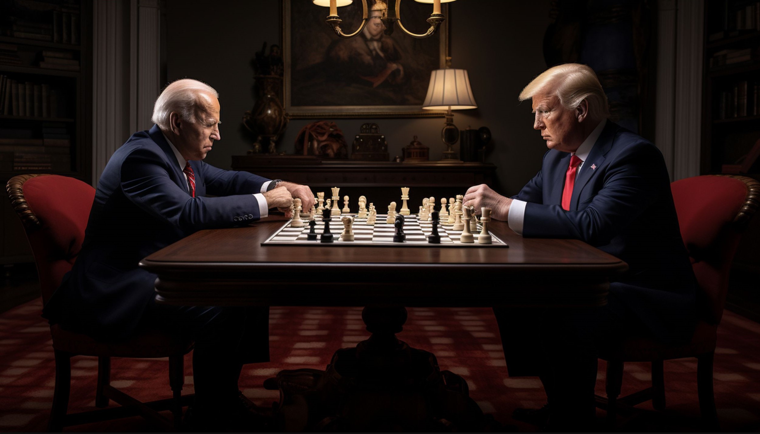 Trump and Biden playing chess 