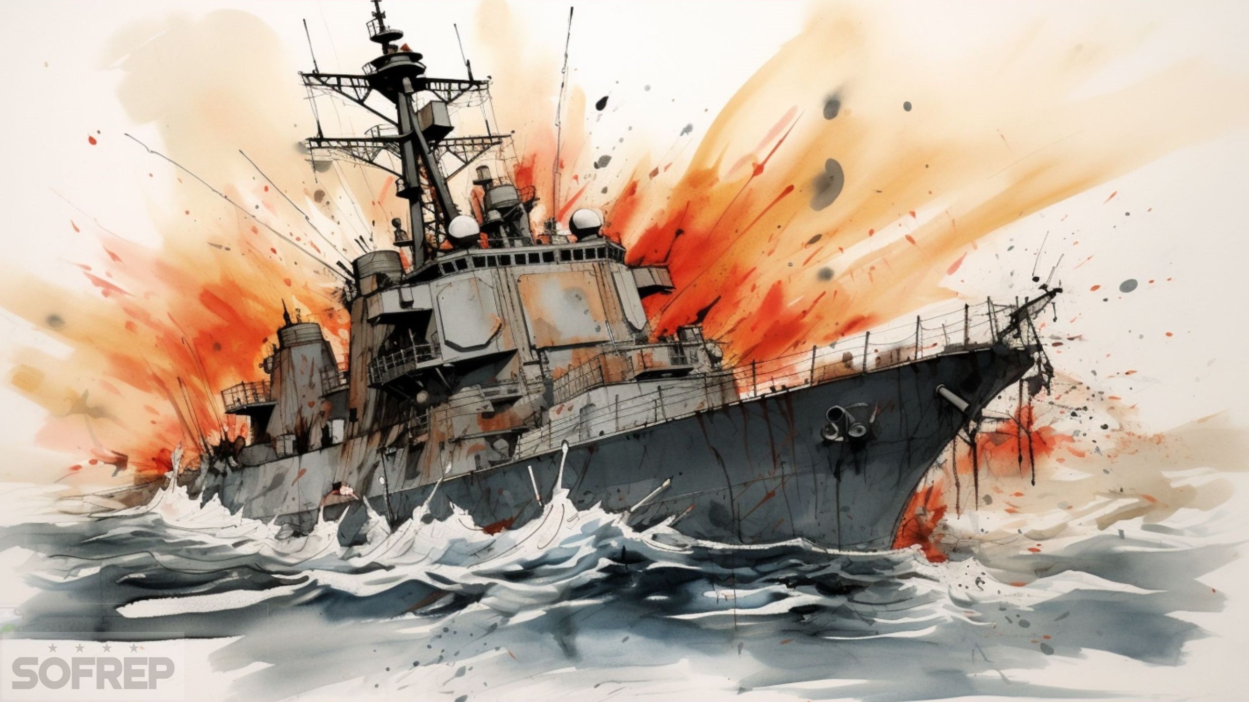 Drawing of the USS Cole