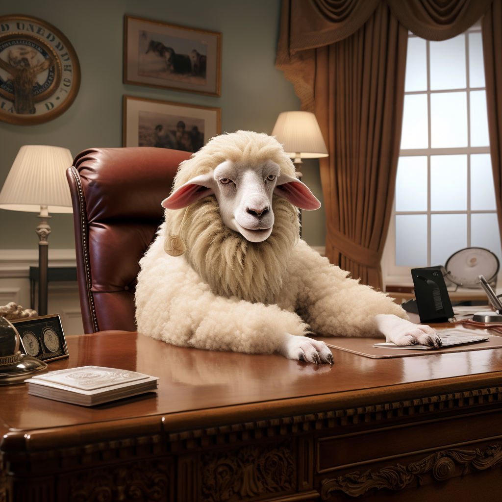 A sheep in the oval office