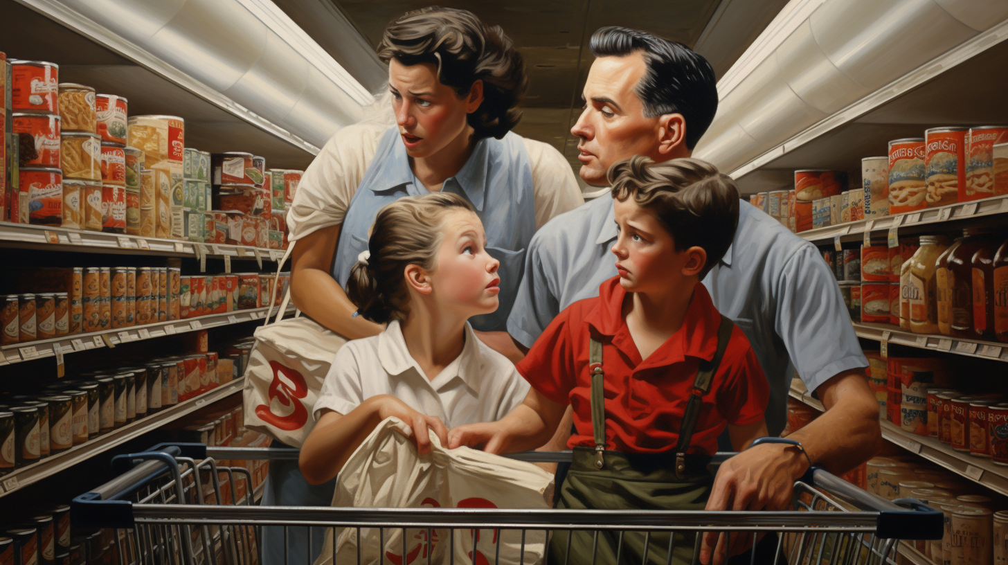An American family in a grocery store