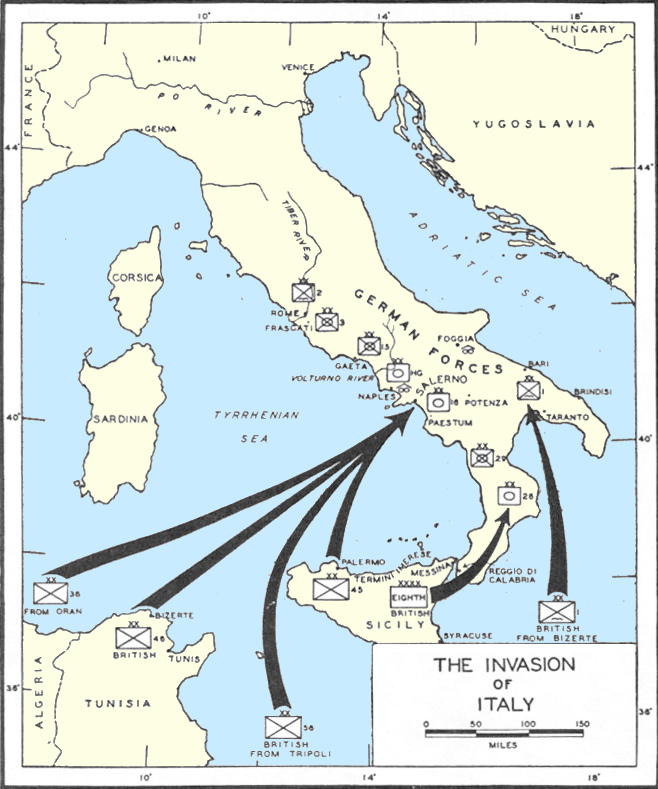 Map of the invasion of Italy