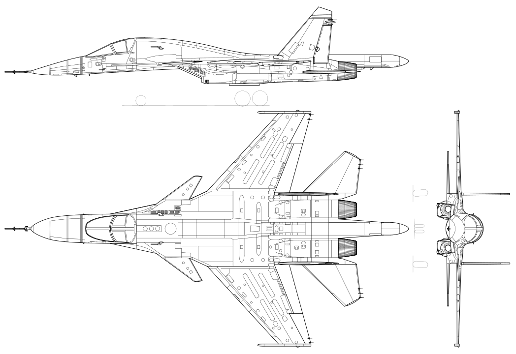 Su-34 three-view illustration