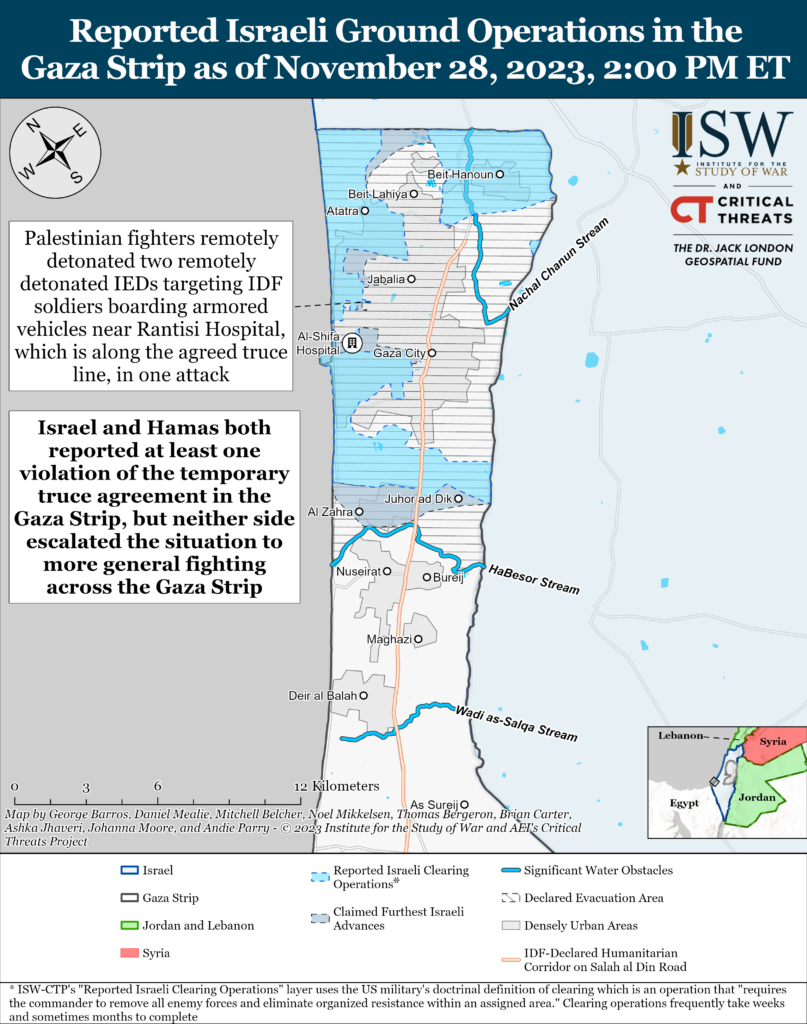Gaza Clearing Map November 28,2023