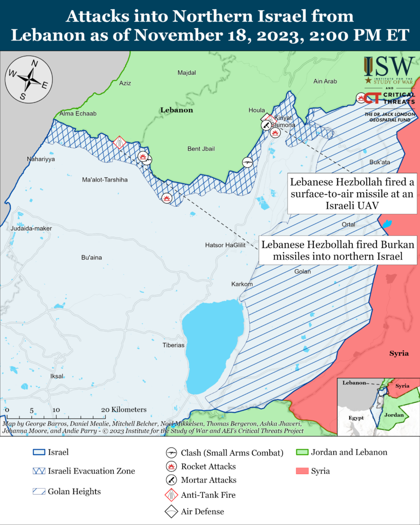 Northern Israel Battle Map November 18,2023