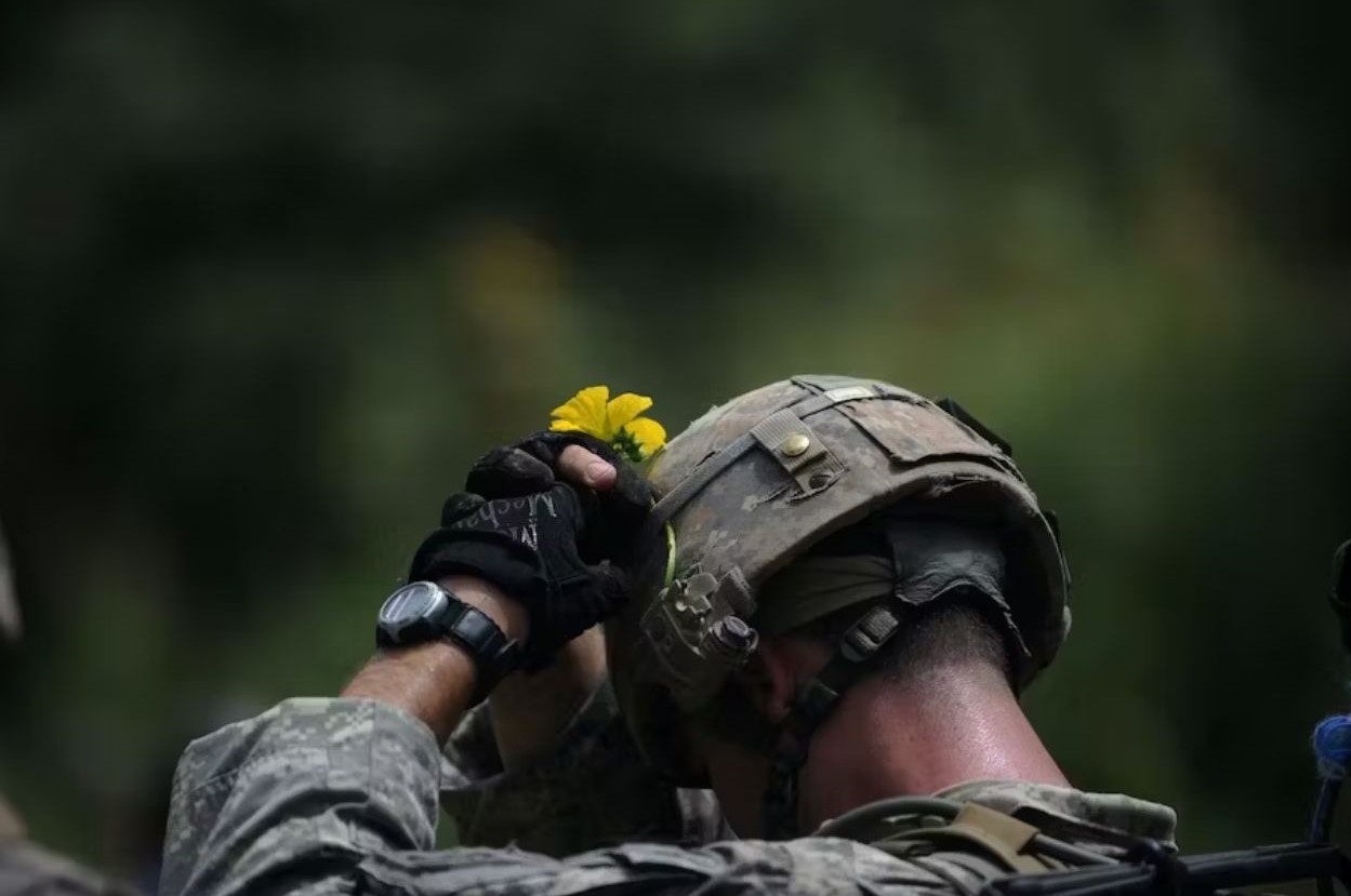 A soldier and a flower