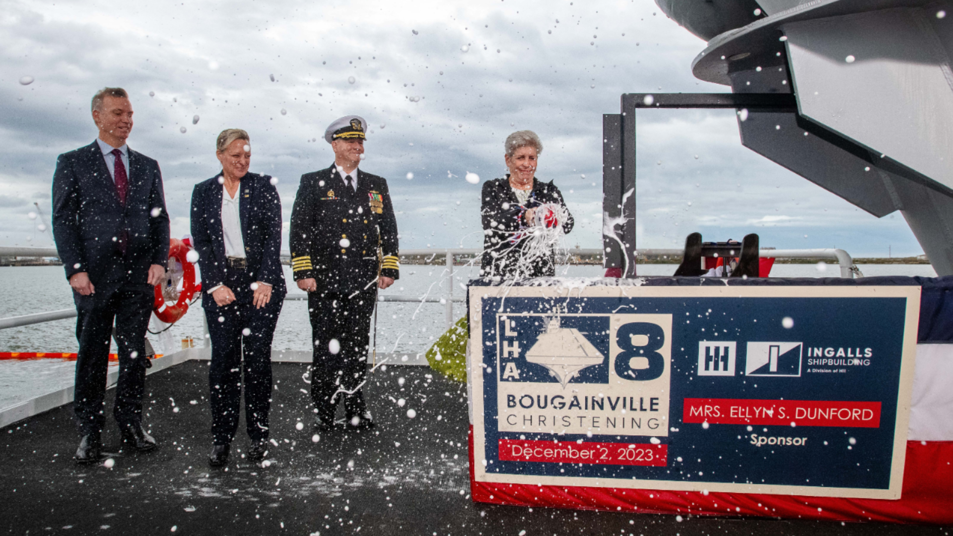 USS Bougainville Christening
