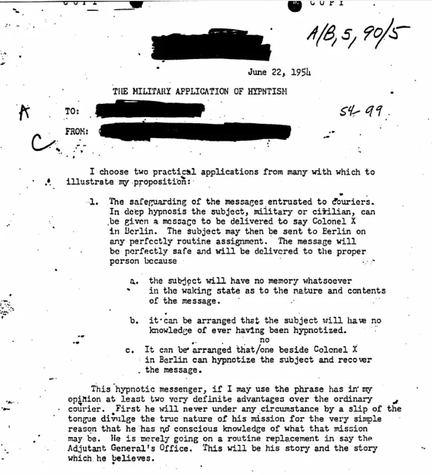 Hypnotism and covert ops