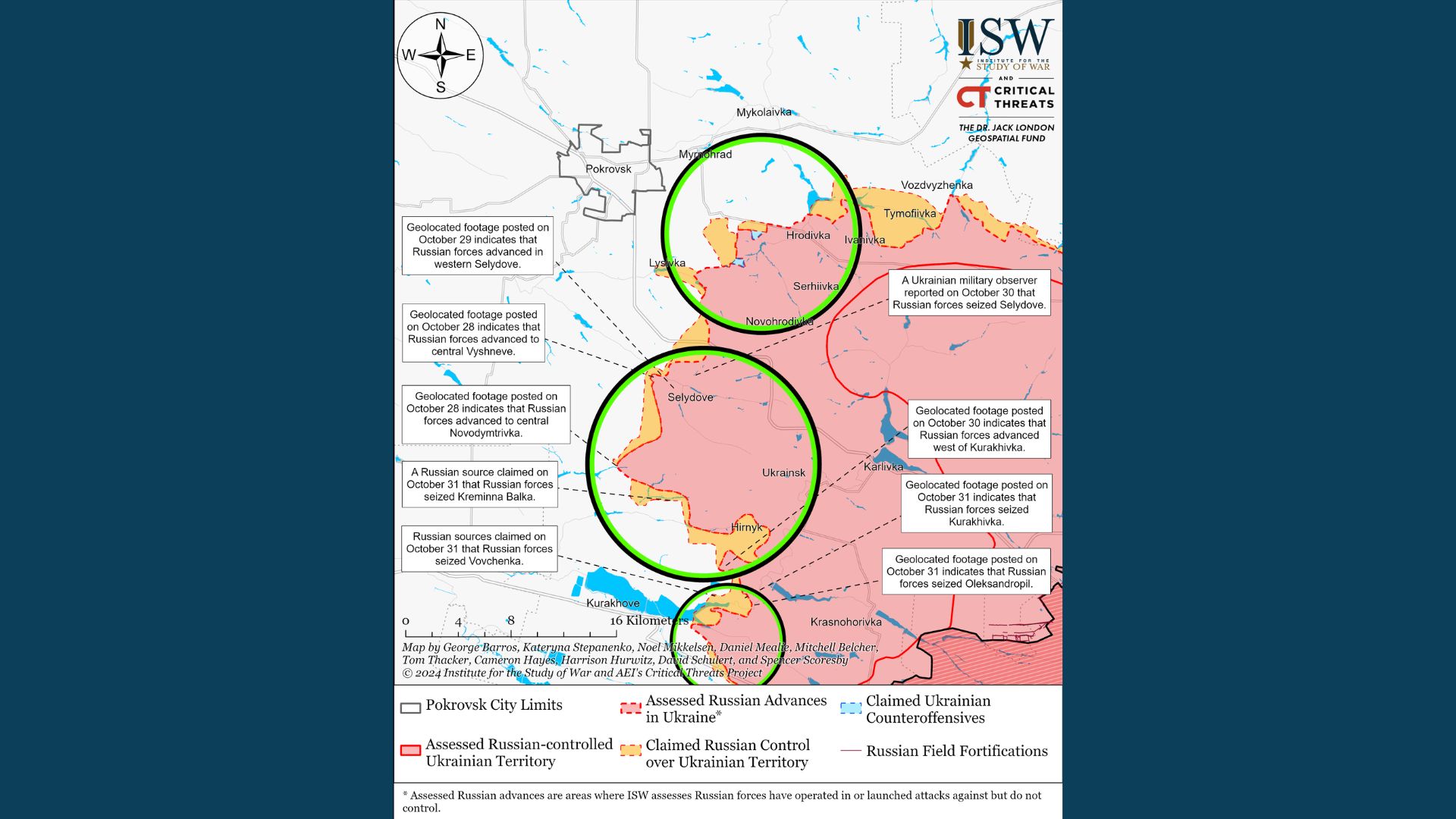 Eastern Pokrovsk Battle Map - Oct-31