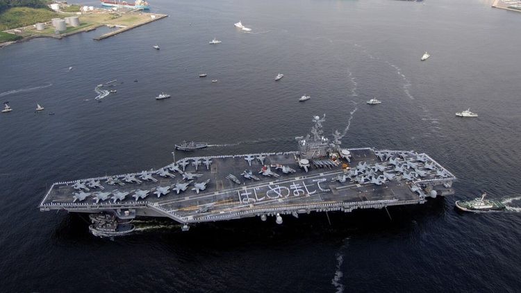 USS George Washington Powers into East China Sea with Japanese & Korean Aegis Warships