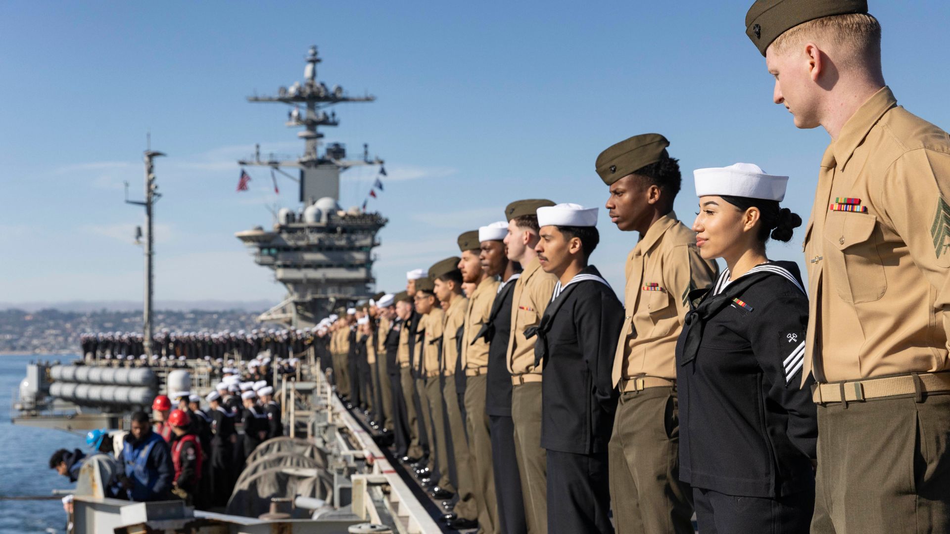 USS Abraham Lincoln Sailors Marines