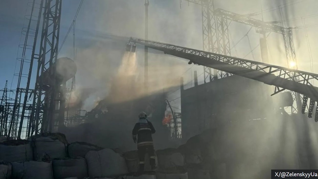 Damaged power plant in Ukraine