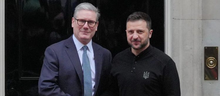 Zelensky Meets With UK Prime Minister Keir Starmer at 10 Downing Street After Oval Office Clash
