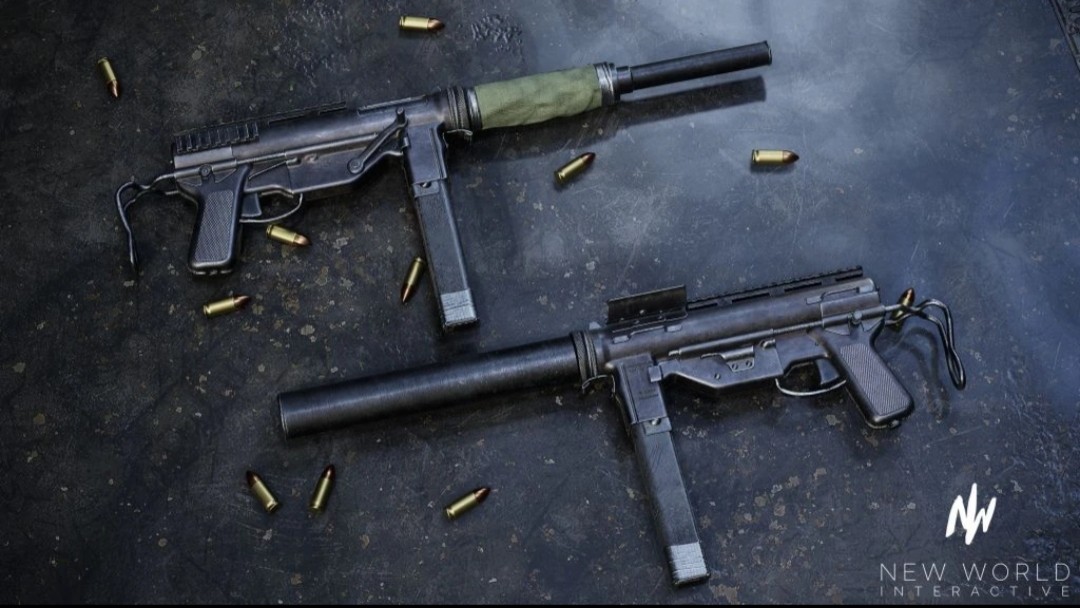 suppressed M3 submachine gun
