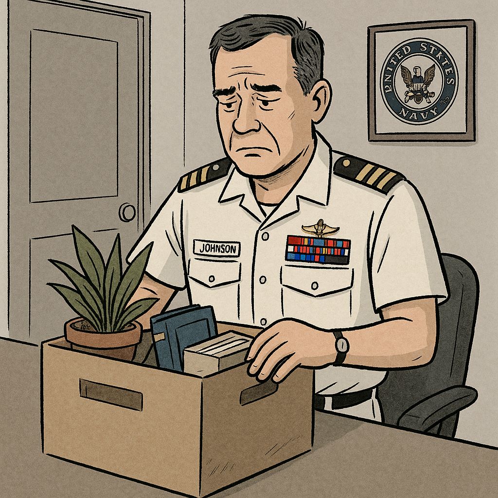 Cartoon of Johnson with box