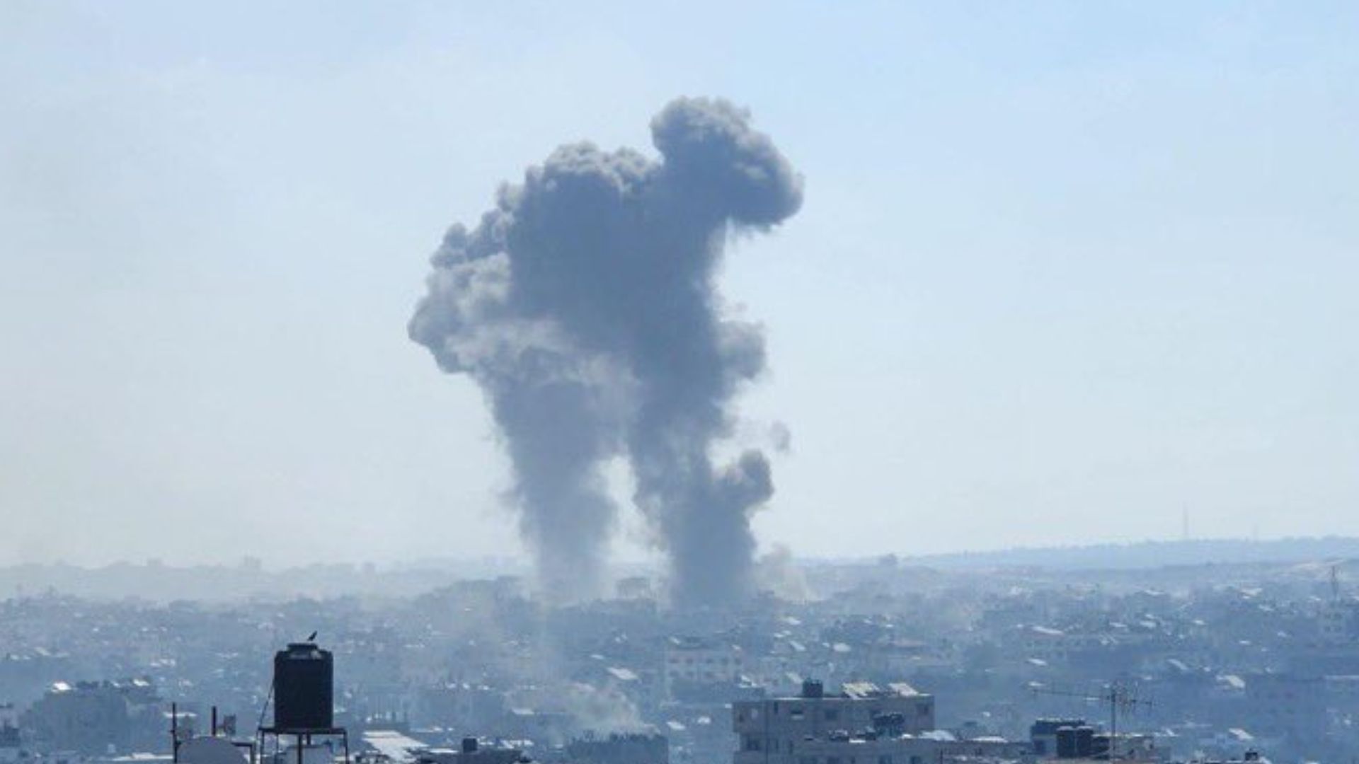 Black smoke rises over Gaza